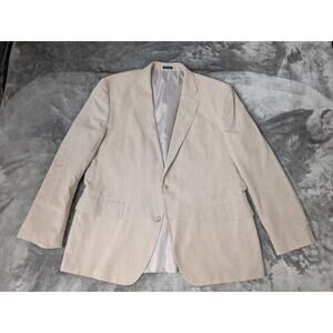Stafford Classic Fit Mens Tan Linen/Cotton Sport Coat Blazer Jacket Mens 46